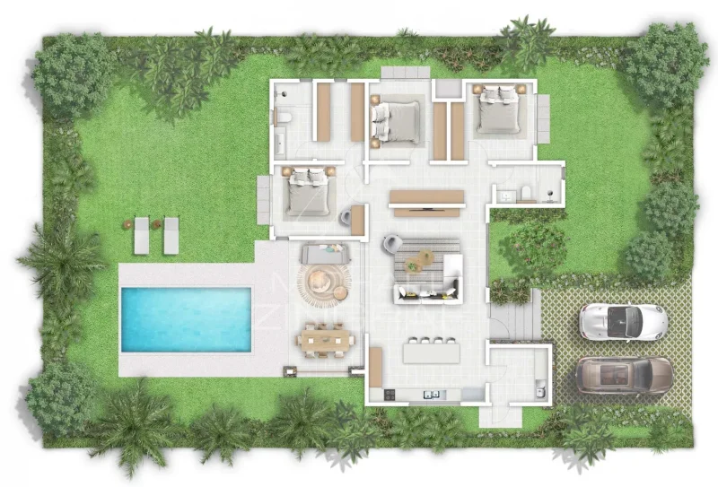 3-Bedroom Villa with Private Garden at Anahita Beau Champ