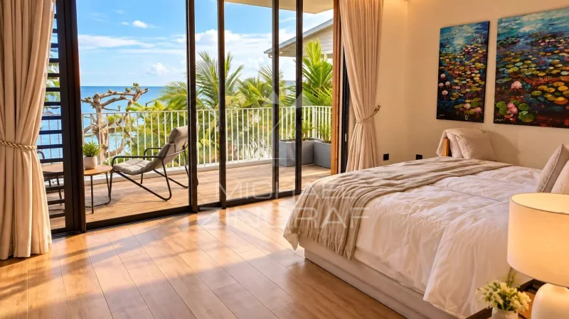 Duplex Pied dans l’eau de 3 Chambres à Pointe aux Canonniers